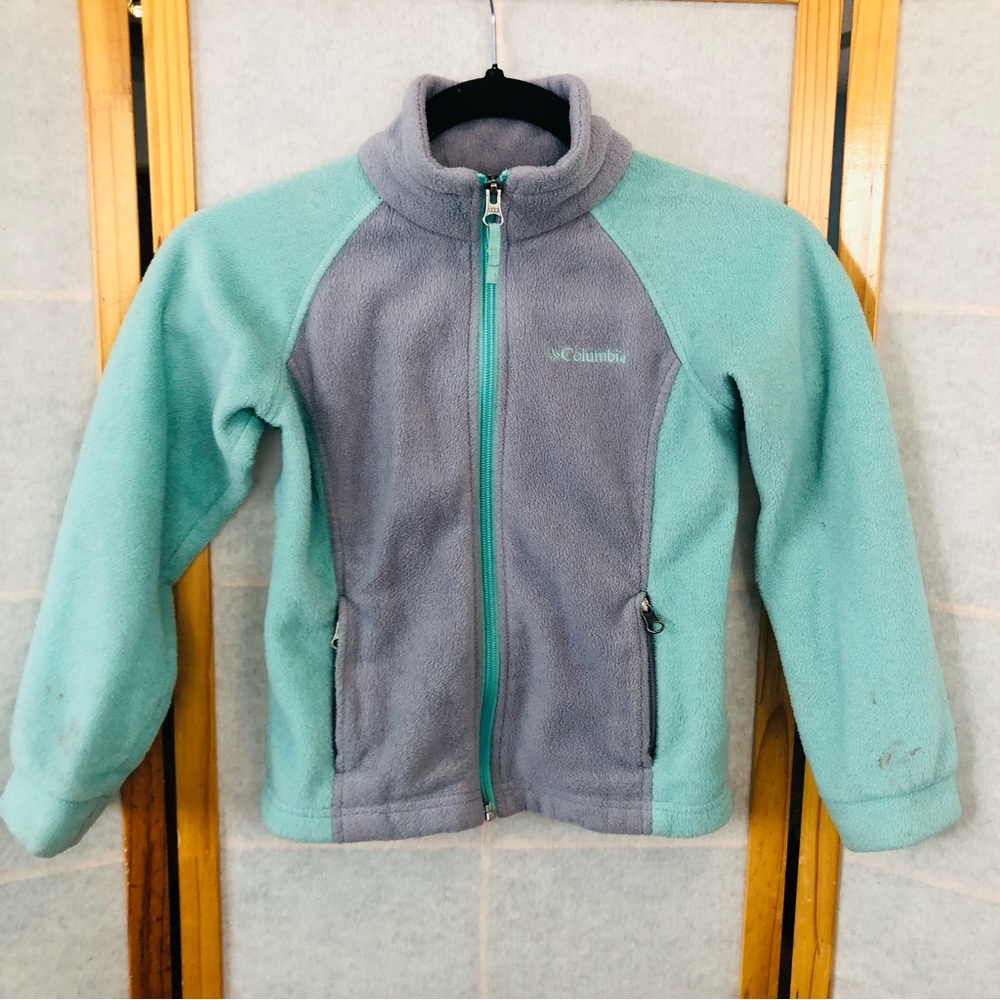 Girl's Columbia Fleece‎ Grey Aqua Jacket Size XS